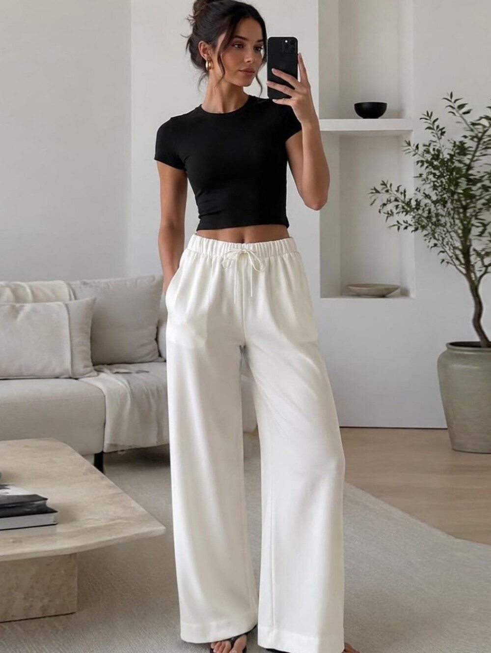 NWT Wide Leg Crepe Pants | Size Small | Off-White 29" Inseam